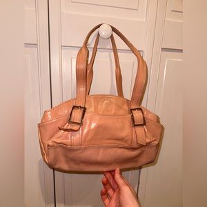 Light pink leather handbag